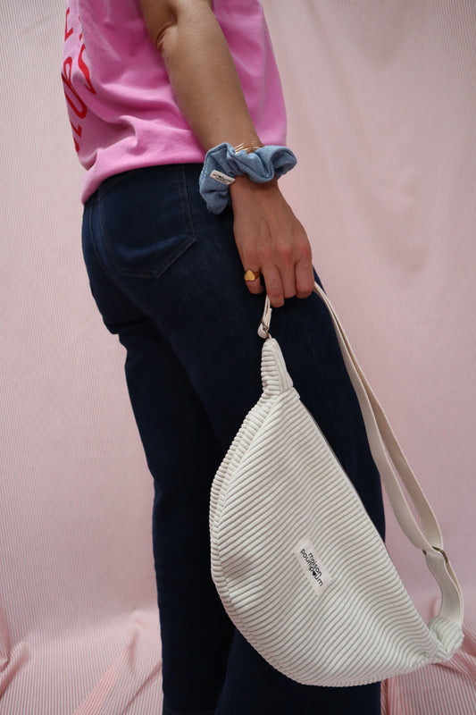 sac demi lune velours crème Maison PoumPoum