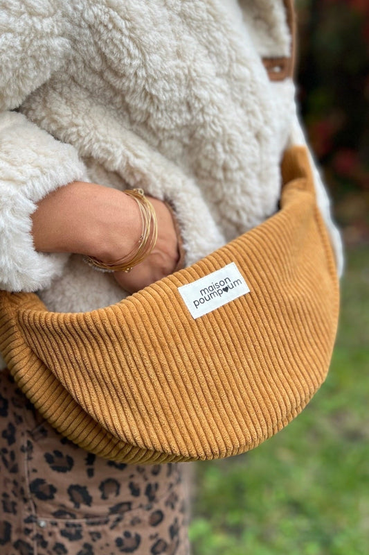 Sac Demi Lune - Velours moutarde