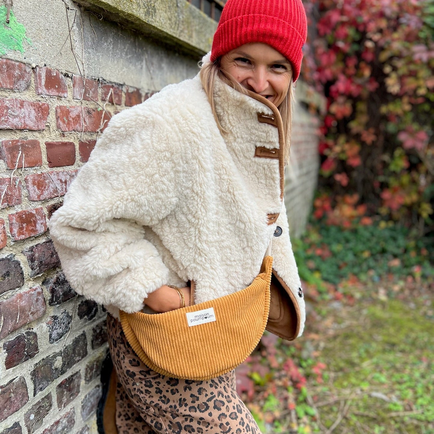 Sac Demi Lune - Velours moutarde