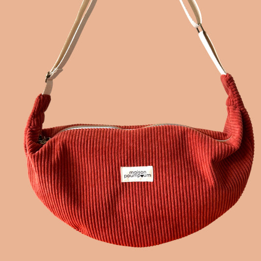 Sac Demi Lune - Velours terracota