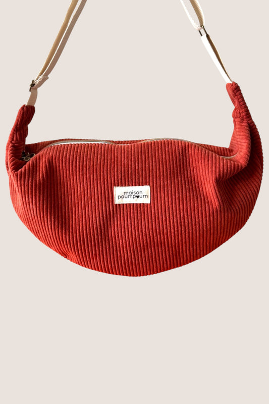 Sac Demi Lune - Velours terracota