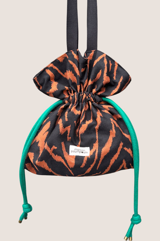 Sac Bourse Jacquard Zèbre Noir & Terracotta – Le sauvage chic en édition limitée