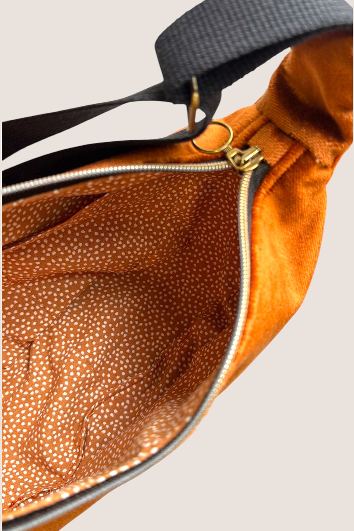 Sac Demi Lune - Velours Cognac