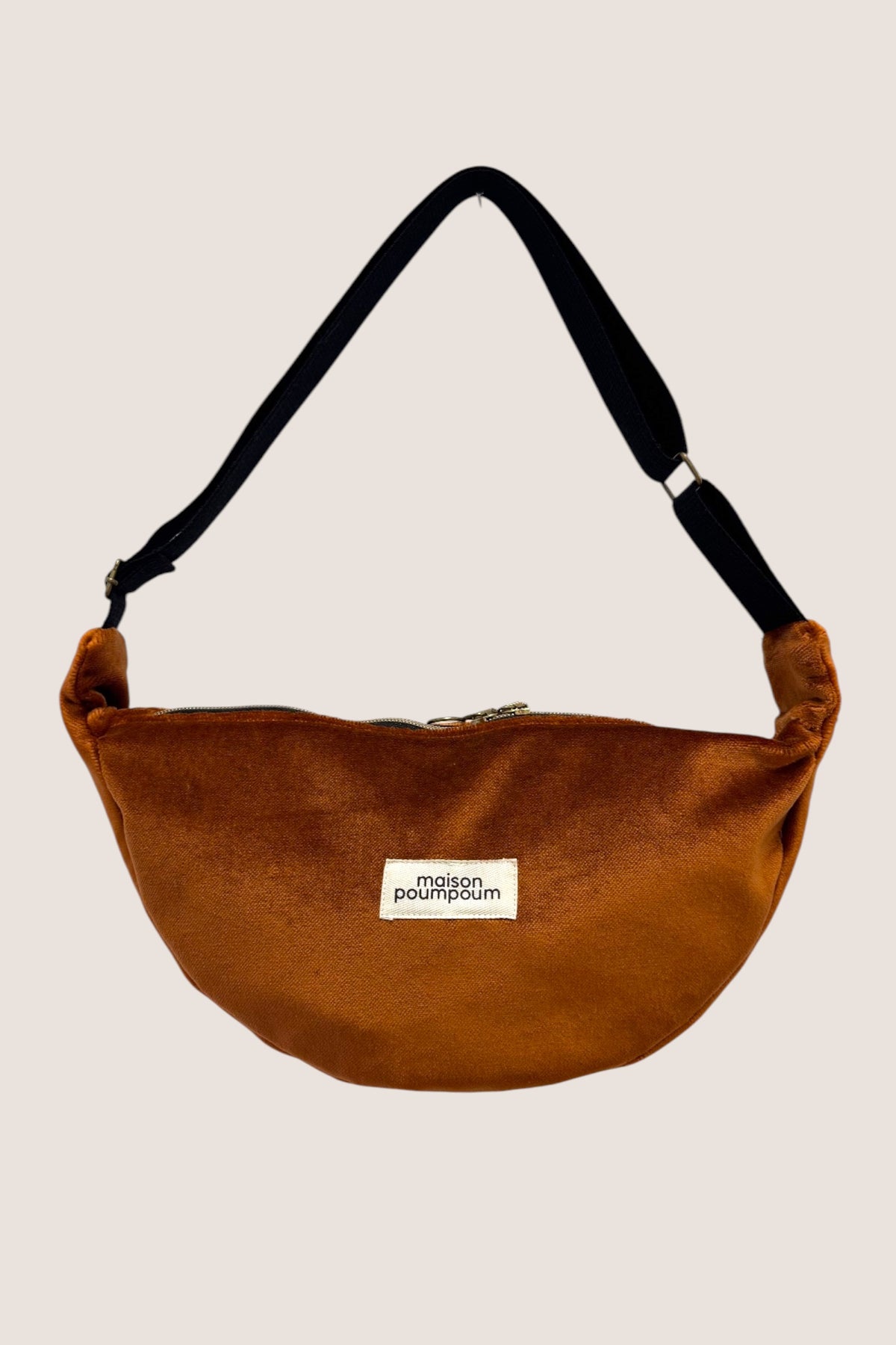 Sac Demi Lune - Velours Cognac