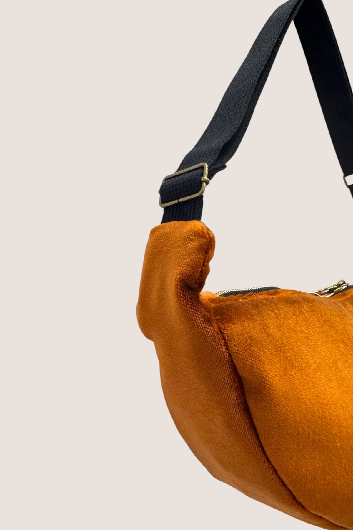 Sac Demi Lune - Velours Cognac