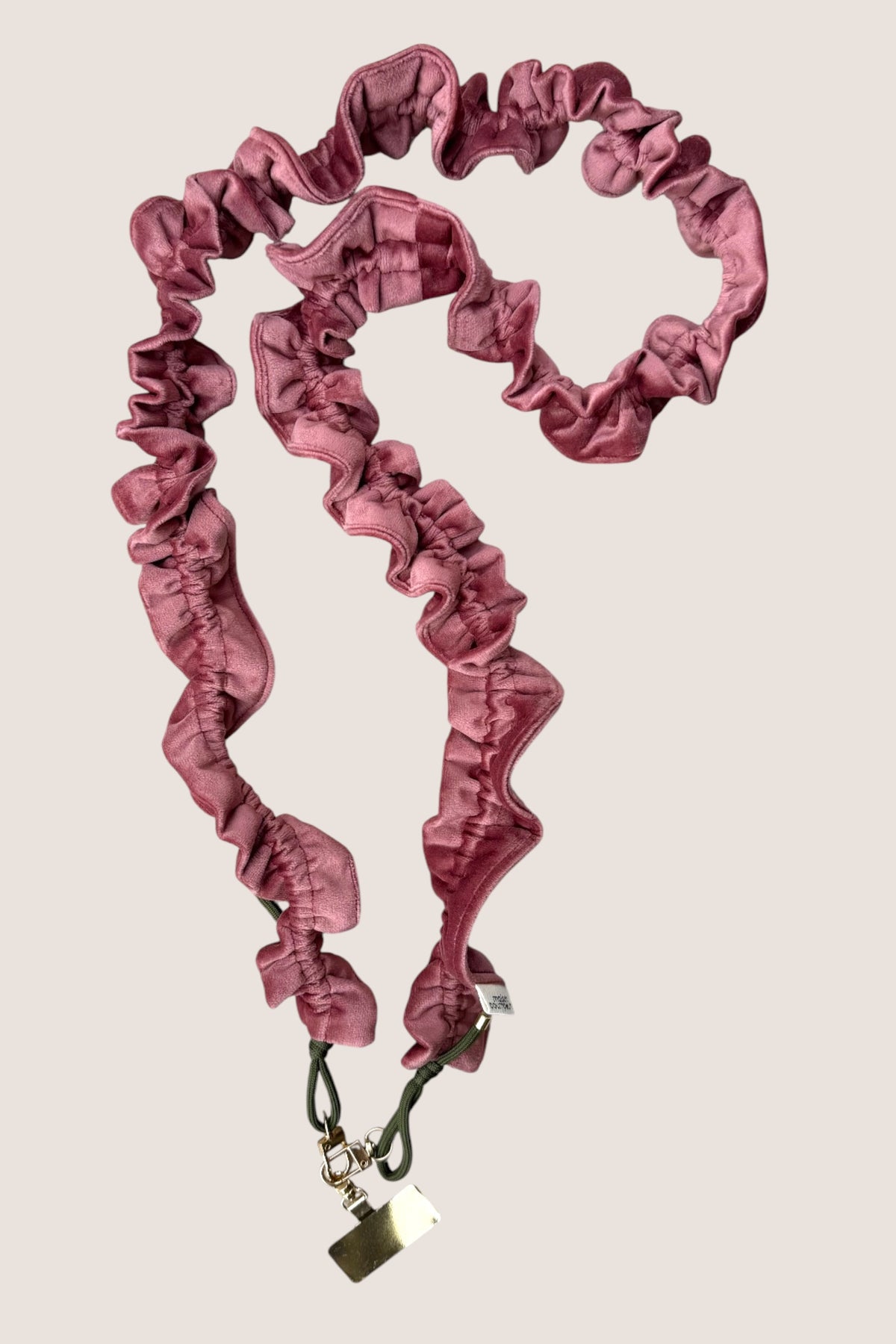 Cordon téléphone - Velours vieux rose