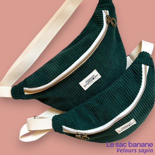 Sac banane - Velours côtelé vert sapin