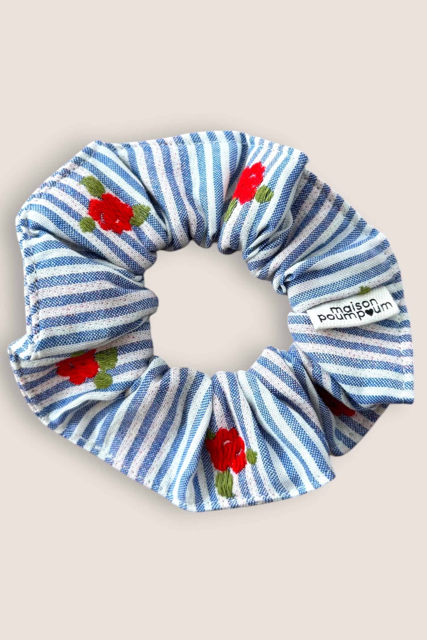 Chouchou Jacquard rayé fleuri – Maison PoumPoum