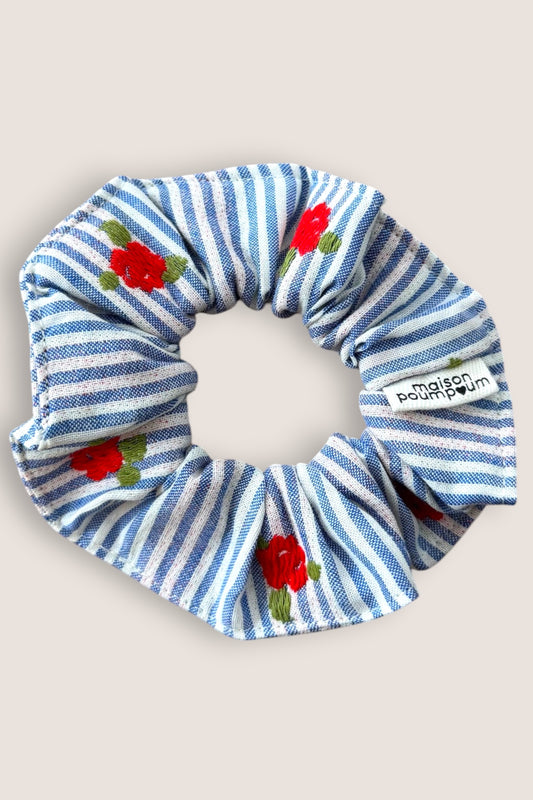 Chouchou Jacquard rayé fleuri – Maison PoumPoum