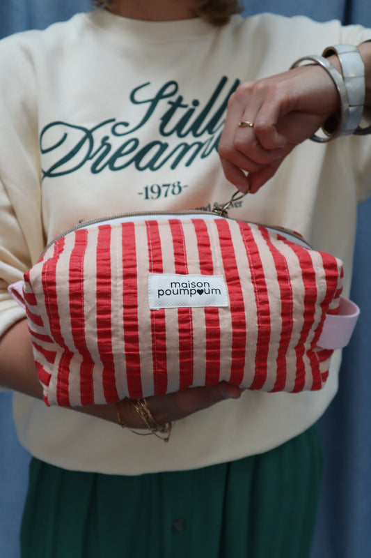 trousse toilette rayure rouge Maison PoumPoum